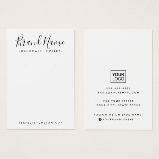 Het moderne manuscript voegt logo witte oorringpas visitekaartje (Voorkant /achterkant)