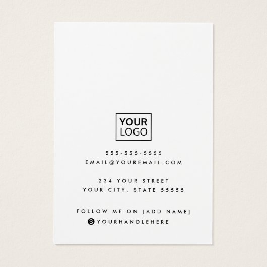 Het moderne manuscript voegt logo witte oorringpas visitekaartje (Achterkant)