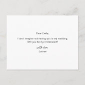 Het moderne Manuscript zal u Mijn Bridesmaid zijn Uitnodiging Briefkaart (Achterkant)