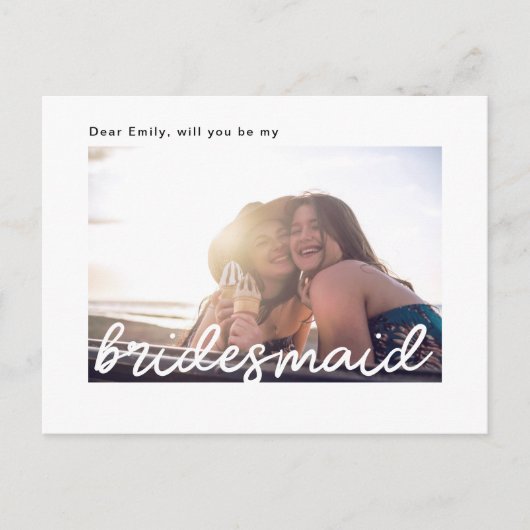 Het moderne Manuscript zal u Mijn Bridesmaid zijn Uitnodiging Briefkaart (Voorkant)