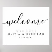 Het moderne Manuscript Zwarte Witte Band Welkomstt Poster (Voorkant)