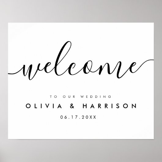 Het moderne Manuscript Zwarte Witte Band Welkomstt Poster (Voorkant)