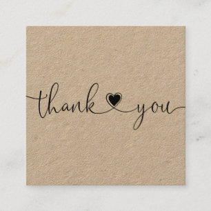 het moderne manuscripthart bedankt u voor uw orde vierkante visitekaartje
