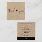 het moderne manuscripthart bedankt u voor uw orde vierkante visitekaartje (Voorkant / Achterkant)