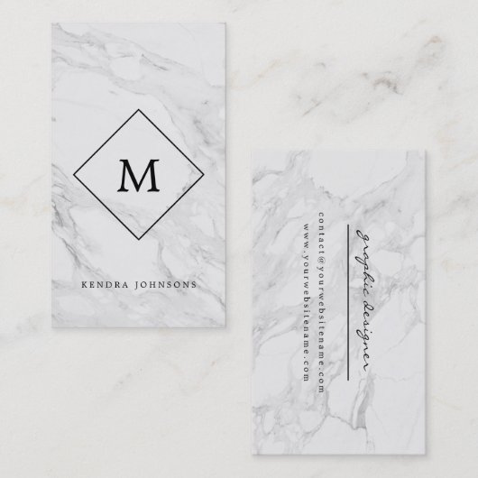 Het moderne marmer van het monogram visitekaartje (Voorkant / Achterkant)