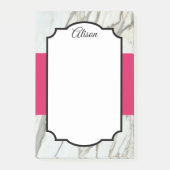 Het moderne marmerontwerp fuchsia zwarte elegant p post-it® notes (Voorkant)