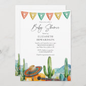 Het moderne Mexicaanse Fiesta Waterverf Baby showe Kaart (Voorkant / Achterkant)