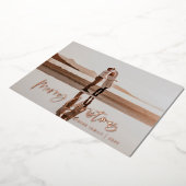 Het moderne, minimale fotoblauw kerstscript folie feestdagenkaart (Gedraaid)