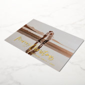 Het moderne, minimale fotoblauw kerstscript folie feestdagenkaart (Gedraaid)