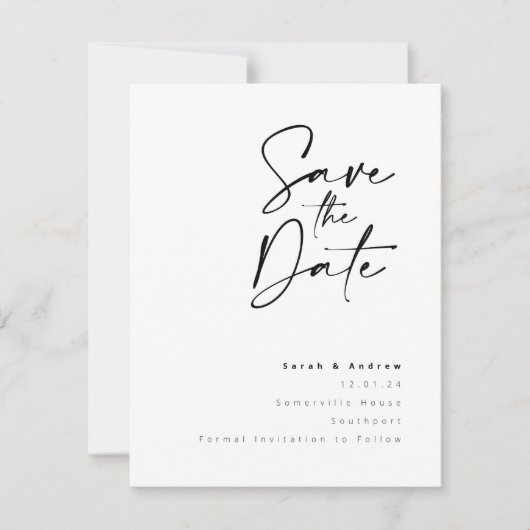 Het moderne Minimale Manuscript sparen de Datum Save The Date (Voorkant)