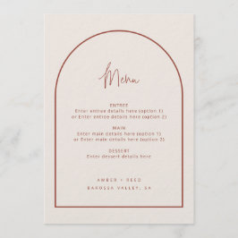 Het moderne Minimale Manuscript Terracotta Wedding Menu