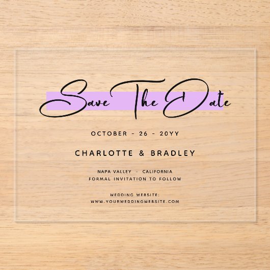 Het moderne Minimale Manuscript van de begroting s Acryl Uitnodigingen (Voorkant)