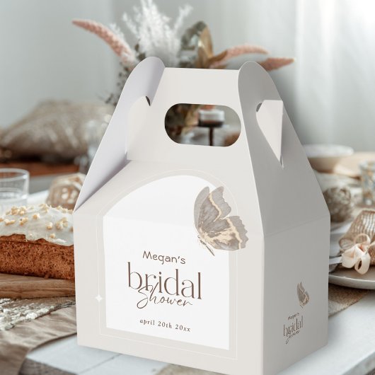 Het moderne minimalistische Beige Butterfly Vrijge Bedankdoosjes