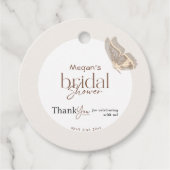 Het moderne minimalistische Beige Butterfly Vrijge Bedankjes Labels (Voorkant)