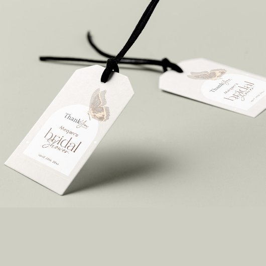 Het moderne minimalistische Beige Butterfly Vrijge Cadeaulabel