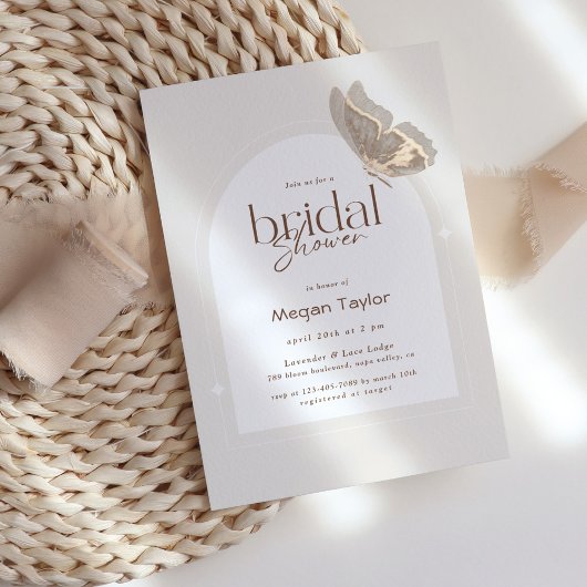 Het moderne minimalistische Beige Butterfly Vrijge Kaart