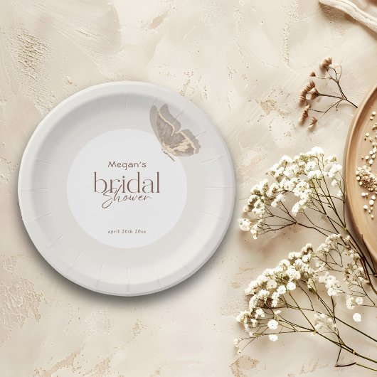 Het moderne minimalistische Beige Butterfly Vrijge Papieren Bordje