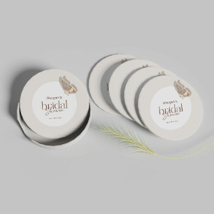 Het moderne minimalistische Beige Butterfly Vrijge Ronde Kartonnen Onderzetter