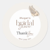 Het moderne minimalistische Beige Butterfly Vrijge Ronde Sticker (Voorkant)