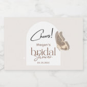 Het moderne minimalistische Beige Butterfly Vrijge Sparkling Wijnetiket (Enkel label)