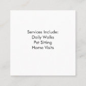 Het moderne minimalistische Dog Walker Visitekaart Vierkante Visitekaartje (Achterkant)