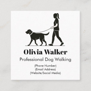 Het moderne minimalistische Dog Walker Visitekaart Vierkante Visitekaartje