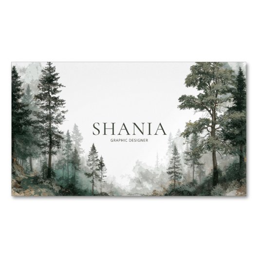 Het moderne minimalistische Waterverf bos Magnetisch Visitekaartje (Voorkant)