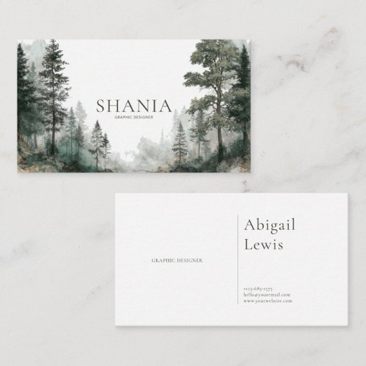 Het moderne minimalistische Waterverf bos Visitekaartje (Voorkant / Achterkant)
