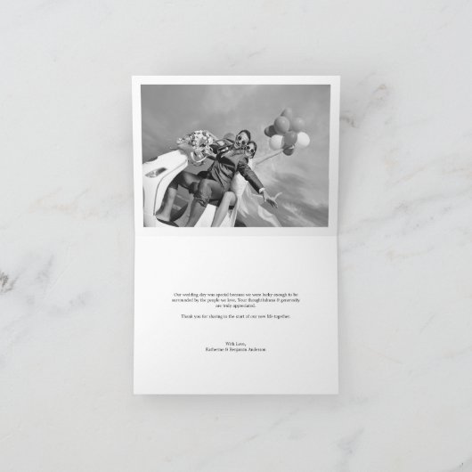 Het moderne Modieuze Huwelijk van het Manuscript Bedankkaart (Binnen)