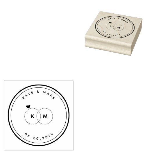 Het moderne Monogram van de Ringen van de Weddensc Rubberstempel (Gestempeld)