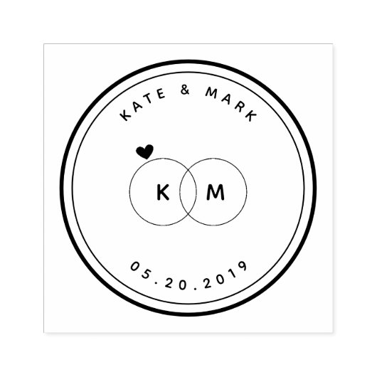 Het moderne Monogram van de Ringen van de Weddensc Rubberstempel (Afrduk)