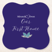 Het moderne Navy Blue Housewarming Onderzetter (Voorkant)