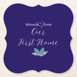 Het moderne Navy Blue Housewarming Onderzetter