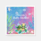 Het moderne Ocean Zee Turtle Starfish Baby shower Servet (Voorkant)