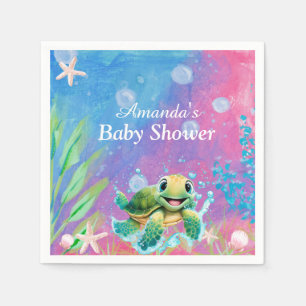 Het moderne Ocean Zee Turtle Starfish Baby shower Servet