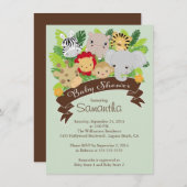 Het moderne Oerwoud Safari Animals Baby shower Kaart (Voorkant / Achterkant)