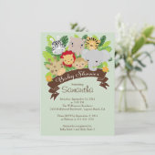 Het moderne Oerwoud Safari Animals Baby shower Kaart (Staand voorkant)