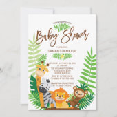 Het moderne Oerwoud Safari Baby shower Kaart (Voorkant)