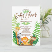 Het moderne Oerwoud Safari Baby shower Kaart (Staand voorkant)