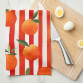 Het moderne oranje fruitpatroon theedoek (Quarter Fold)