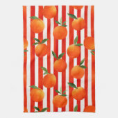 Het moderne oranje fruitpatroon theedoek (Verticaal)