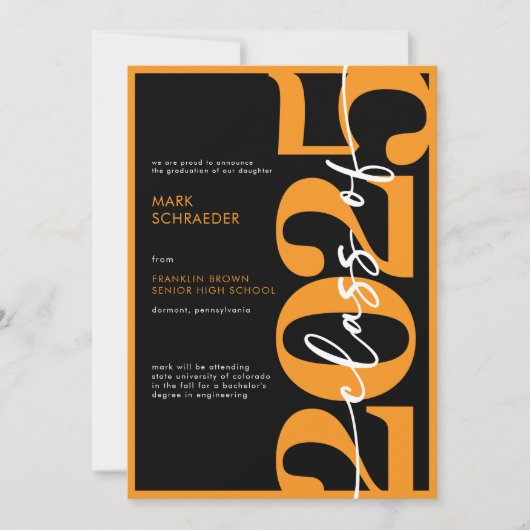 Het moderne Oranje typografie Afstuderen Kaart (Voorkant)