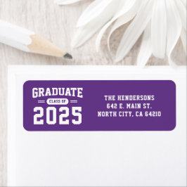 Het moderne Paarse Afstuderen retouradreslabel Etiket
