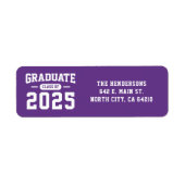 Het moderne Paarse Afstuderen retouradreslabel Etiket (Voorkant)