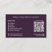 Het moderne Paarse Witte Schoonmaakbedrijf Visitekaartje (Achterkant)