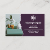 Het moderne Paarse Witte Schoonmaakbedrijf Visitekaartje (Voorkant)