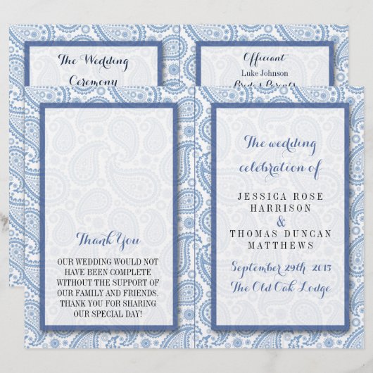 Het moderne Paisley Wedding Collectie - Blauw (Voorkant / Achterkant)