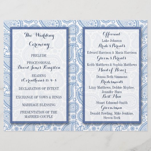 Het moderne Paisley Wedding Collectie - Blauw (Achterkant)