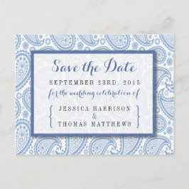 Het moderne Paisley Wedding Collectie - Blauw Aankondigingskaart
