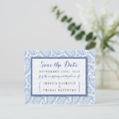 Het moderne Paisley Wedding Collectie - Blauw Aankondigingskaart (Staand voorkant)